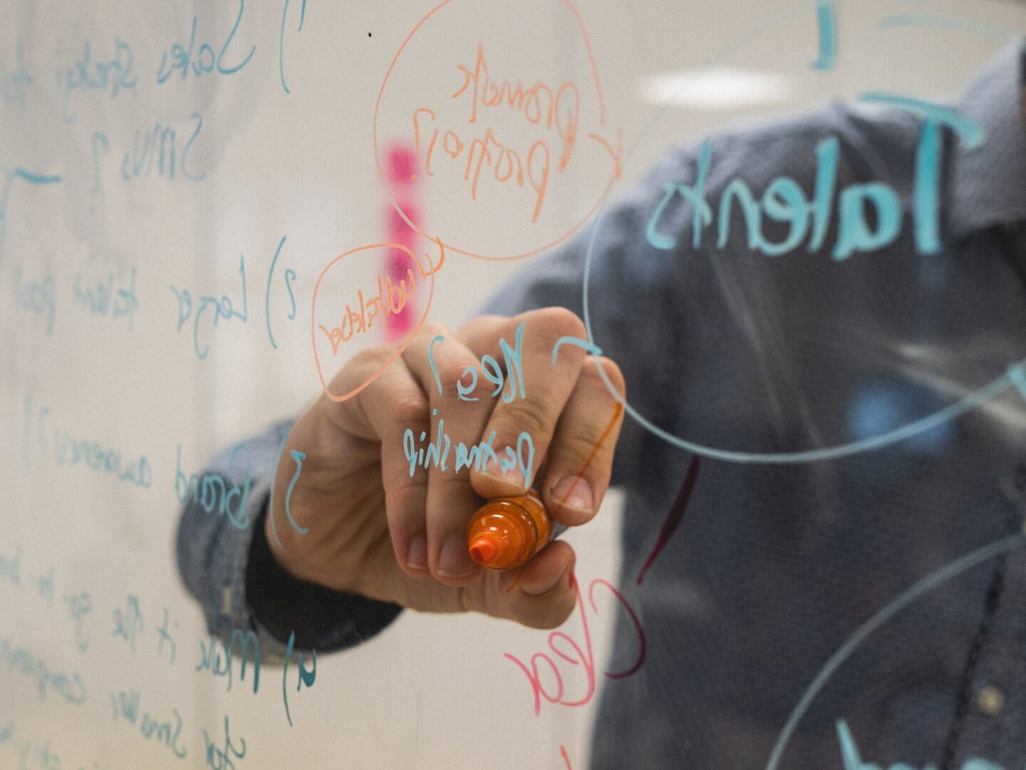 Person writing on a whiteboard